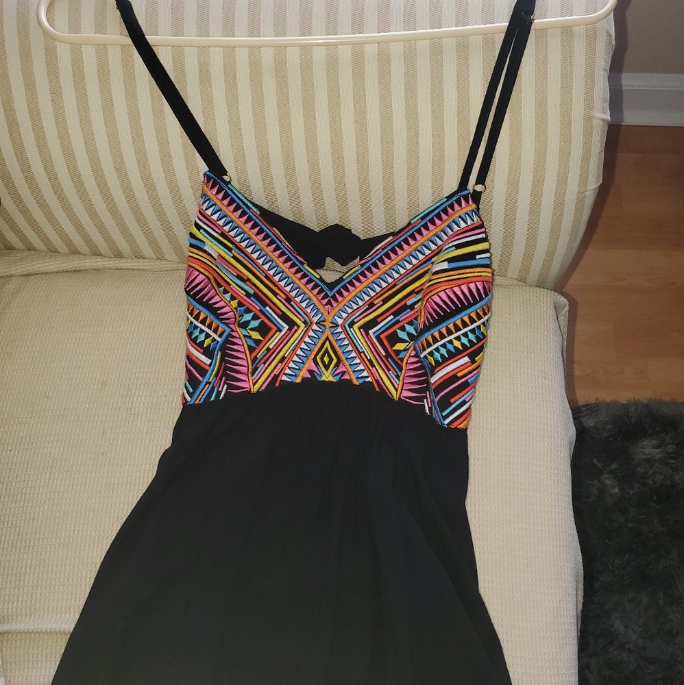 Aruba Black and Colored Bust Sundress Mini